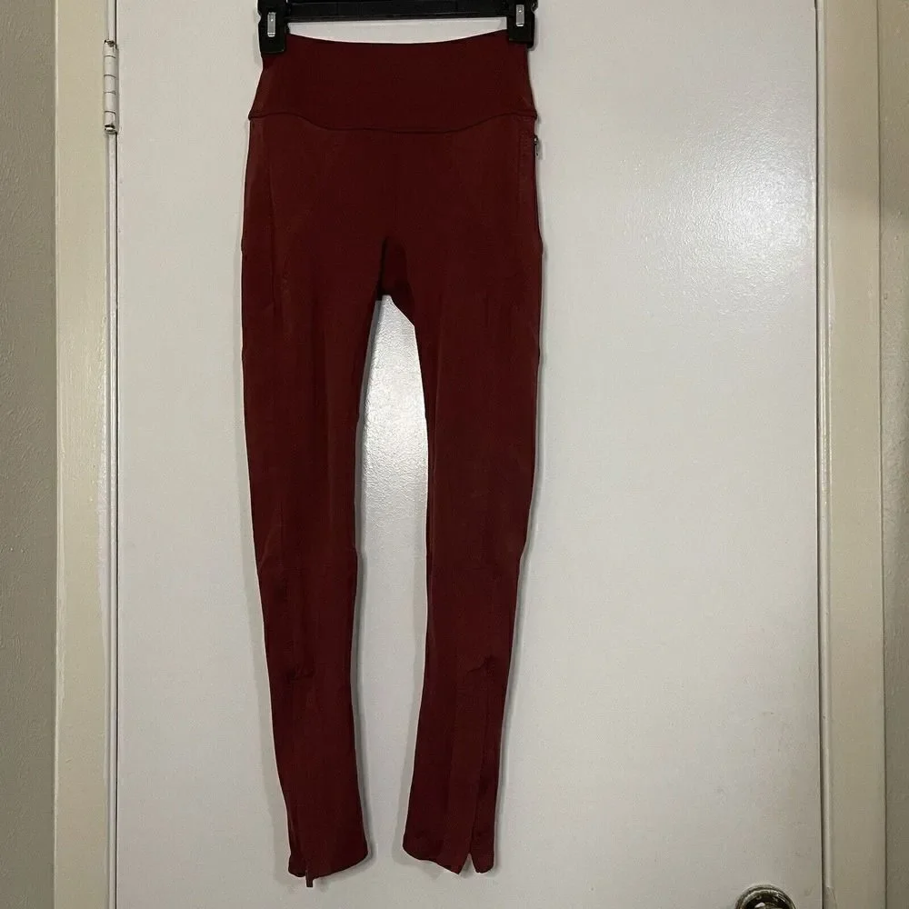 Free people FP movement maroon red side zip workout leggings size XS